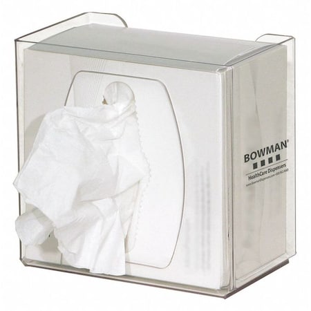 BOWMAN 5-7/64""H x 5-13/64""W Wipe Dispenser, Clear