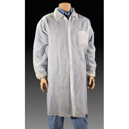 Disposable Lab Coat, Polypropylene, Snaps Closure, White, XL, 25 PK