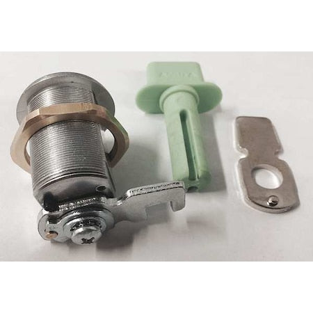 Interchangeable Core Keyed Cam Lock, Brushed Chrome, 1 1/4 in For Door Thickness, 1 Number of Keys