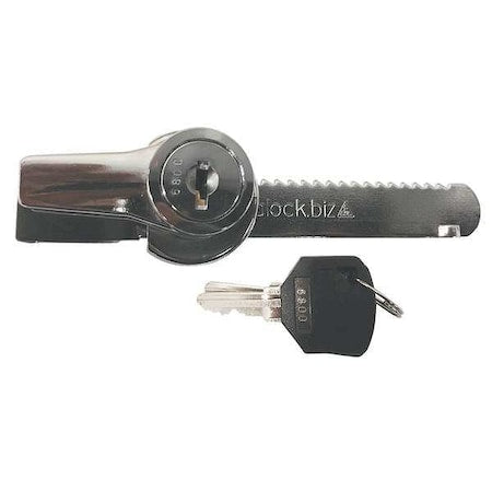 Sliding Door Lock, Polished chrome, 1/4 For Door Thickness, Keyed Alike Key Type