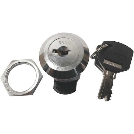 Sliding Door Lock, Polished chrome, 5/8 For Door Thickness, Keyed Alike Key Type