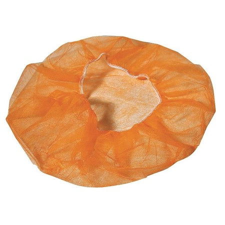 Bouffant Cap, Polypropylene, 21 in Dia., Orange, M, 1000 PK
