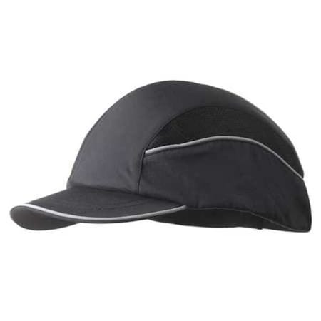 Bump Cap, Short Brim Baseball, Inner ABS Polymer, Outer Nylon, Hook-and-Loop Suspension, Black