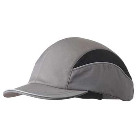 Bump Cap, Short Brim Baseball, Inner ABS Polymer, Outer Nylon, Hook-and-Loop Suspension, Gray