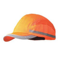 Bump Cap, Short Brim Baseball, Inner ABS Polymer, Outer Nylon, Hook-and-Loop Suspension, Orange