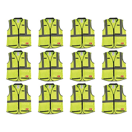 High Visibility Vest, 12 pk, 3XL/4XL