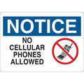 Notice, No Cellular Phones Allowed, 10 in W x 7 in H, Plastic