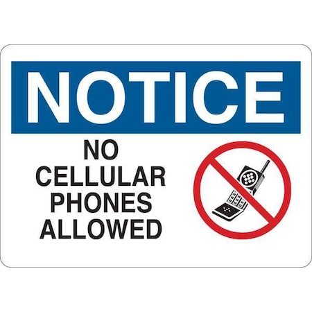 Notice, No Cellular Phones Allowed, 10 in W x 7 in H, Plastic