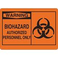 Warning Biohazard Sign, 10 in Height, 14 in Width, Vinyl, English
