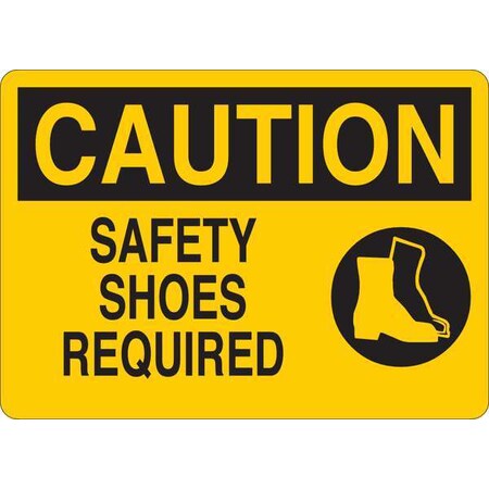 Caution Sign, Safety Shoes Required, 5in H