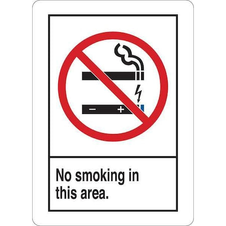 No Header, No Smoking In This Area, 7 in W x 10 in H, Vinyl