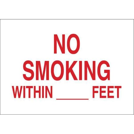 No Smoking Sign, 7" H, 10" W, Plastic, English, 35GC61