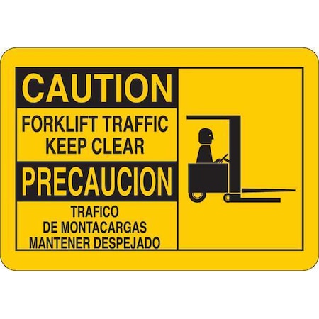 Caution Sign, 7 in H, 10 in W, Vinyl, English, Spanish, 34GM17