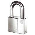 Padlock, Keyed Different, Long Shackle, Rectangular Brass Body, Hardened Steel Shackle, 1 1/4 in W