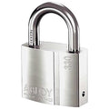 Padlock, Keyed Different, Standard Shackle, Rectangular Brass Body, Hardened Steel Shackle, 1 in W