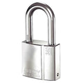 Padlock, Keyed Alike, Long Shackle, Rectangular Brass Body, Hardened Steel Shackle, 1 3/32 in W