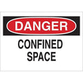 Danger Sign, 7 in H x 10 in W, Plastic, Confined Space