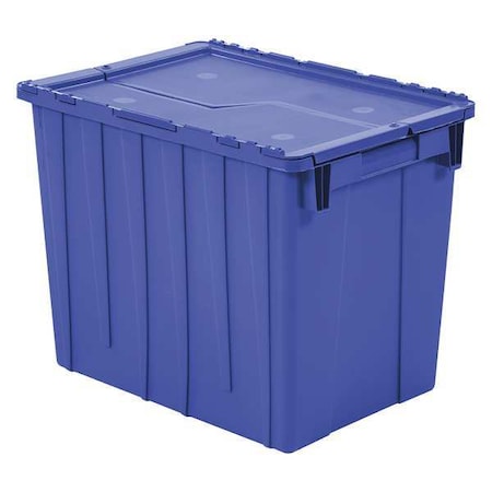 Attached Lid Container, 16.45 gal Volume Cap., 21 3/4 in L, 15 1/4 in W, 17 1/8 in H, Blue
