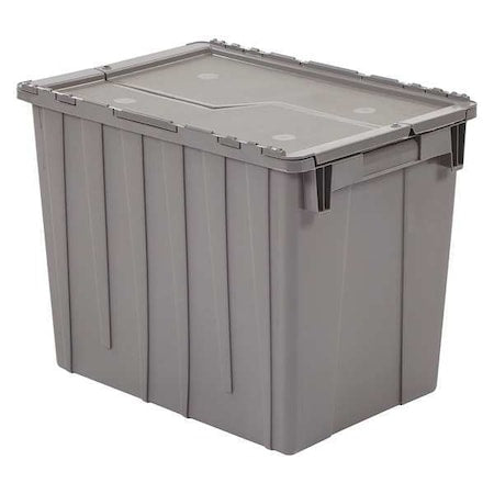 Attached Lid Container, 16.45 gal Volume Cap., 21 3/4 in L, 15 1/4 in W, 17 1/8 in H, Gray