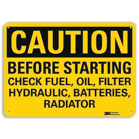 Caution Sign, 10 in H, 14 in W, Plastic, Horizontal Rectangle, English, U4-1082-NP_14X10