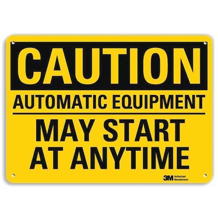 Caution Sign, 7 in Height, 10 in Width, Aluminum, Vertical Rectangle, English