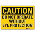 Caution Sign, 5 in Height, 7 in Width, Reflective Sheeting, Horizontal Rectangle, English
