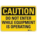 Caution Sign, 10 in Height, 14 in Width, Plastic, Horizontal Rectangle, English