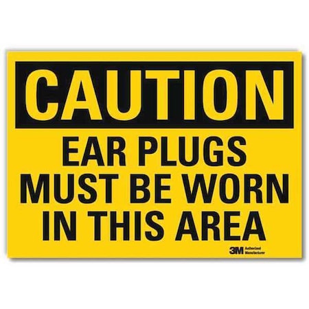 Safety Sign, Ear Plugs Worn, 5in.H