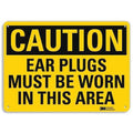 Safety Sign, Ear Plugs Worn, 7in.H