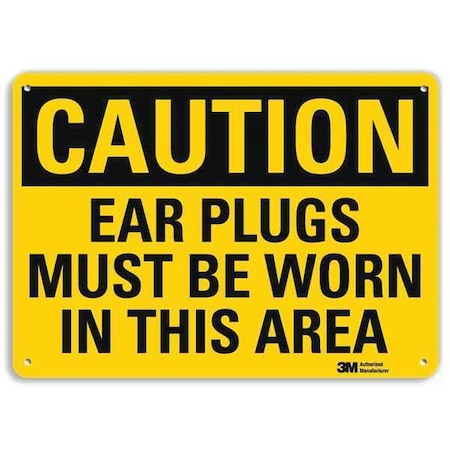 Safety Sign, Ear Plugs Worn, 7in.H