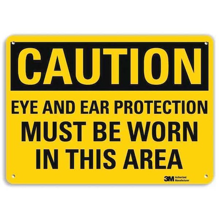 Plastic Caution Sign, 4 Holes, 14"x10", U4-1269-NP_14X10