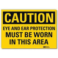 Caution Sign, 5 in Height, 7 in Width, Reflective Sheeting, Horizontal Rectangle, English
