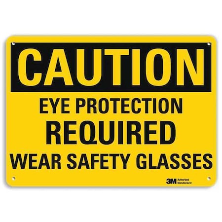 Safety Sign, Eye Safety Glasses, 10in.H