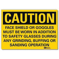 Safety Sign, Face Shields Goggles, 5in.H