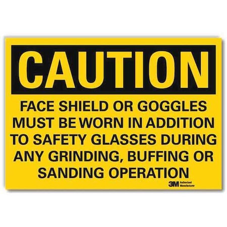 Safety Sign, Face Shields Goggles, 5in.H