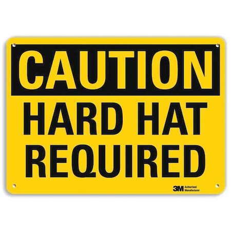 Safety Sign, Hard Hat Required, 7in.H