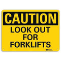 Caution Sign, 10 in H, 14 in W, Plastic, Horizontal Rectangle, English, U4-1508-NP_14X10
