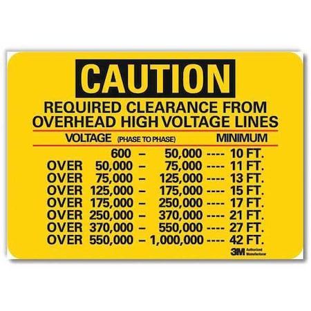 Caution Sign, 5 in Height, 7 in Width, Reflective Sheeting, Horizontal Rectangle, English