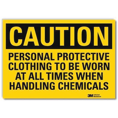Caution Sign, 5 in Height, 7 in Width, Reflective Sheeting, Horizontal Rectangle, English