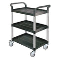 Dual-Handle Utility Cart with Lipped Plastic Shelves, 300 lb Load Capacity, 3 Shelves, 34 1/2 in L