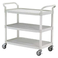 Dual-Handle Utility Cart with Lipped Plastic Shelves, 400 lb Load Capacity, 3 Shelves, 44 in L