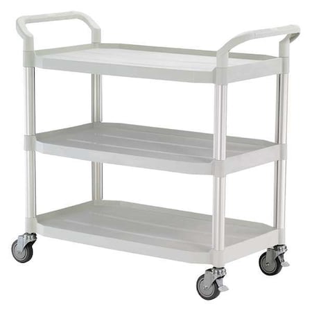 Dual-Handle Utility Cart with Lipped Plastic Shelves, 400 lb Load Capacity, 3 Shelves, 44 in L