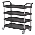 Dual-Handle Utility Cart with Lipped Plastic Shelves, 400 lb Load Capacity, 4 Shelves, 44 in L