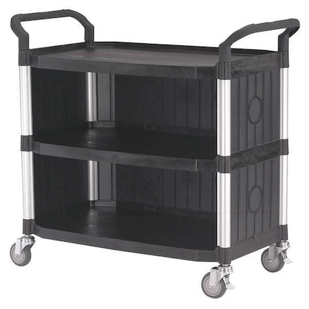 Enclosed Service Cart, Fiber Glass/Polypropylene, 400 lb Load Capacity, 3 Shelves, 43 5/8 in L