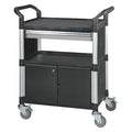 Enclosed Service Cart, Fiber Glass/Polypropylene, 400 lb Load Capacity, 3 Shelves, 34 1/4 in L