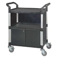 Enclosed Service Cart, Fiber Glass/Polypropylene, 400 lb Load Capacity, 3 Shelves, 34 1/4 in L