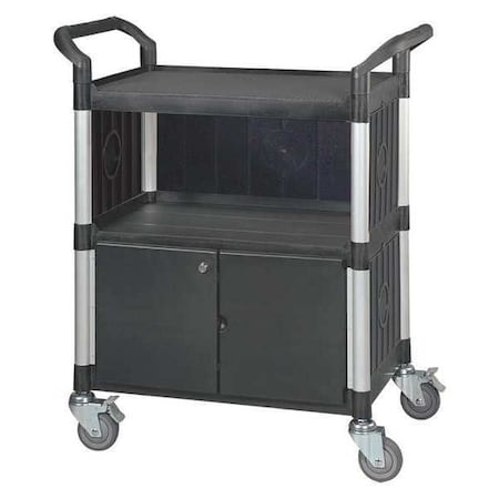 Enclosed Service Cart, Fiber Glass/Polypropylene, 400 lb Load Capacity, 3 Shelves, 34 1/4 in L