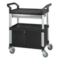Enclosed Service Cart, Fiber Glass/Polypropylene, 400 lb Load Capacity, 3 Shelves, 34 1/4 in L