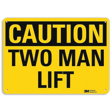 Caution Sign, 10 in Height, 14 in Width, Aluminum, Horizontal Rectangle, English