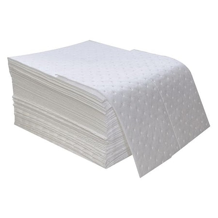 Sorbent Pad, 16 gal, 16 in x 18 in, Oil, White, Polypropylene